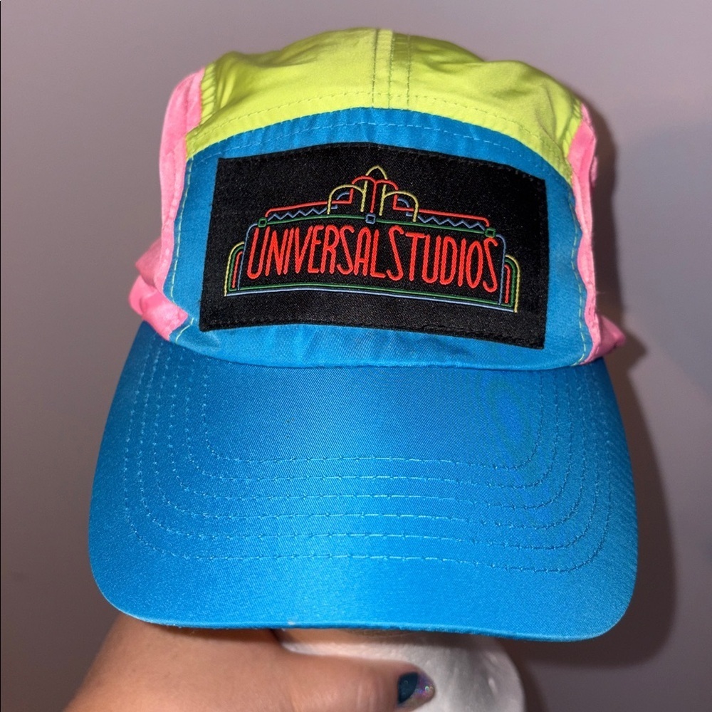 Universal Studios Neon Pink Blue Yellow Retro Logo 30th Anniversary Hat OS